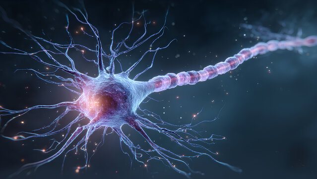 Scientific Illustration of Nerve System and Brain Network