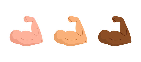 A cartoon collection of clenched fists emojis in multiple skin tones, symbolizing strength, unity, resistance or solidarity. Illustration drawing for social causes and activism visuals