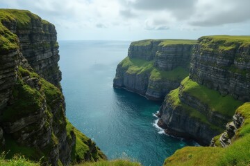 Mossy cliffs along the sea