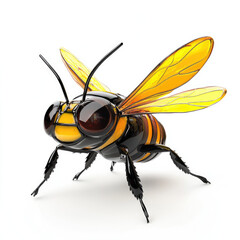 3D cartoon bee close-up, isolated, on a white background. Print, illustration, advertising of an apiary and honey products.