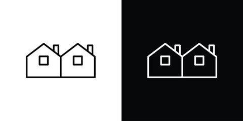 Terraced Houses icon linear icon. Line with editable stroke