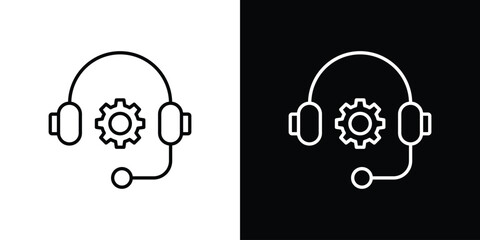 Tech support icon linear icon. Line with editable stroke