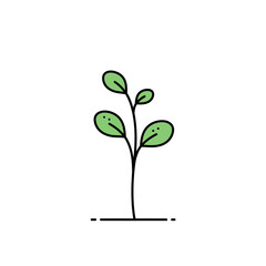 Fototapeta premium Simple Green Plant Illustration on White