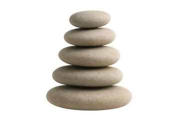 Fototapeta premium Balanced beige stones stacking vertically, symbolizing zen harmony against minimalist transparent backdrop