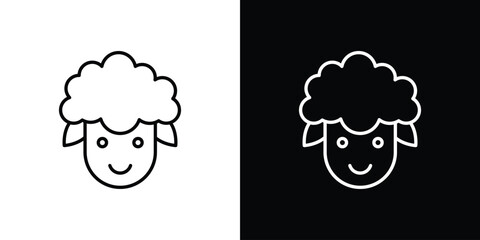 Sheep icon linear icon. Line with editable stroke