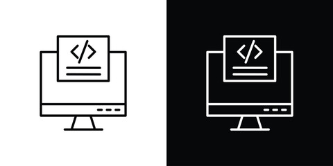 Front end icon linear icon. Line with editable stroke