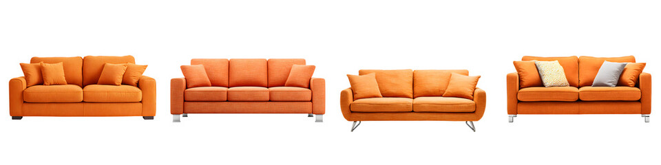 Obraz premium Set of Orange Sofas - Modern Living Room Furniture, Isolated