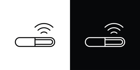 Dog microchip icon linear icon. Line with editable stroke