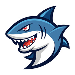 Naklejka premium Cartoon Shark Head with Sharp Teeth Mascot Design