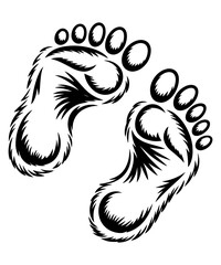 Whimsical Footprints with Tribal Influences A Symbolic Journey of Steps and Heritage Presented in a Minimalist Black and White Design