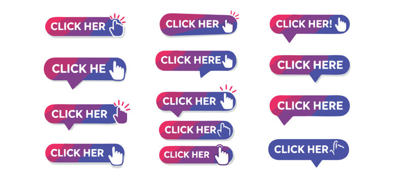 "CLICK HERE Set – Bold Call-to-Action Buttons, Banners & Labels for Web & Print"

