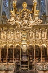 Choir and Virgen Blanca sculpture at Toledo Cathedral interior Spain