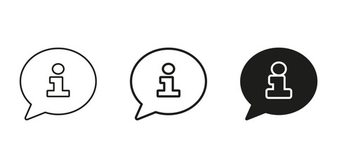 Information Speech Bubble Icon Set. Customer Support, Help Desk, And Assistance Outline And Silhouette Symbol Collection. Communication And Guidance. Isolated Vector Illustration