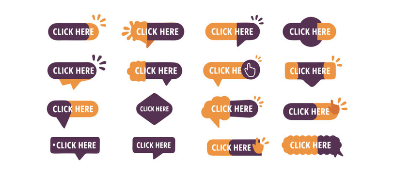 "CLICK HERE Set – Bold Call-to-Action Buttons, Banners & Labels for Web & Print"
