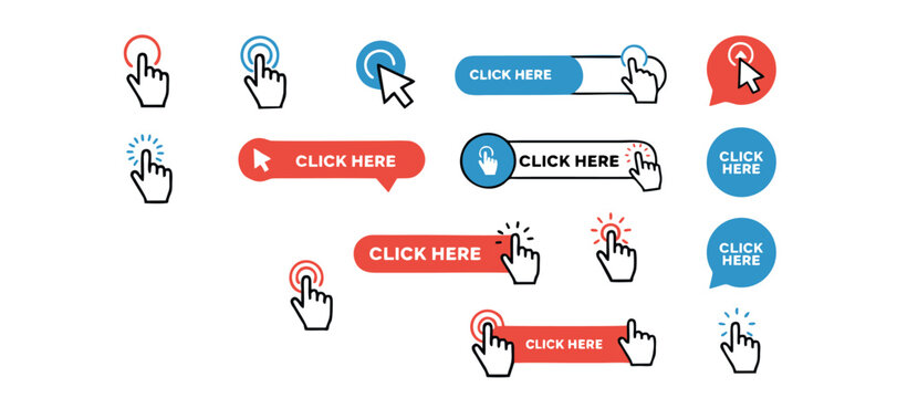 "CLICK HERE Set – Bold Call-to-Action Buttons, Banners & Labels for Web & Print"
