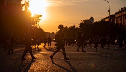 People walking in the city blurred view