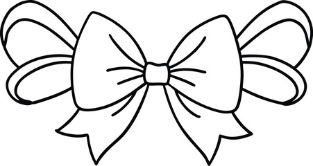 Elegant Ribbon Bow: A delicate, hand-drawn illustration of a ribbon bow, exuding timeless charm, perfect for adding a touch of refinement to any creative endeavor.