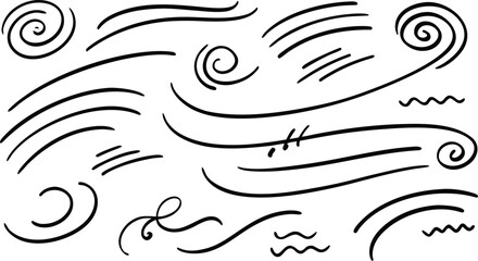 Fototapeta premium Dynamic Lines and Swirls in Motion: A collection of hand-drawn, free flowing lines and swirling patterns, designed with versatility in mind. Perfect for adding movement, energy.