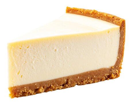 Baked vanilla cheesecake slice on transparent background