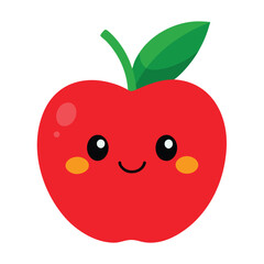 Whimsical cartoon red apple with a cheerful smiling face perfect for healthy eating and educational content