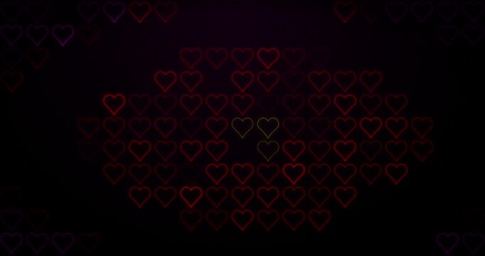 Pink hearts flashing in a screen