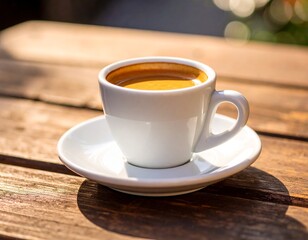 Fototapeta premium Minimalist Coffee Moment — Single Espresso on Table