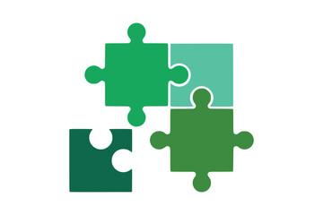 Dynamic illustration of interconnected puzzle pieces representing teamwork, unity, problem-solving, collaboration, or relationships