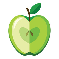 Detailed illustration of a vibrant green apple s cross section showcasing its natural seed structure and juicy flesh