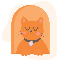 A cat with a peeking face. Design for cat lovers.