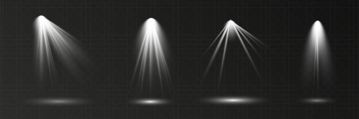 The spotlight shines on the stage. Llight from a lamp or spotlight. Lighted scene. Podium under the spotlight