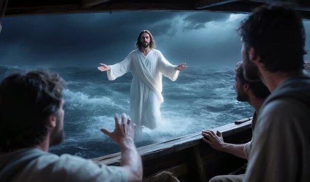 Jesus Walking on Water, a miraculous Display of Faith and Divine Power with Peter