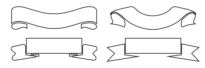 Set of vintage scrolls ribbons on white. old blank banners vector illustration