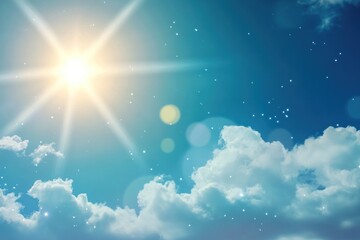 Serene weather-themed background with glowing sun and atmospheric lens flare