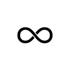 The infinity symbol is depicted in black and white design