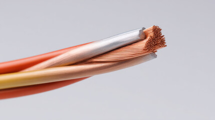 Copper wire close up showing hybrid energy system for electrical power transmission and distribution