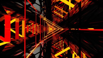 abstract neon light triangular tunnel animation sci fi design - Powered by Adobe
