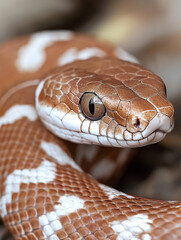 Obraz premium Closeup of a snake reptile with distinct scales in nature demonstrating unique pattern