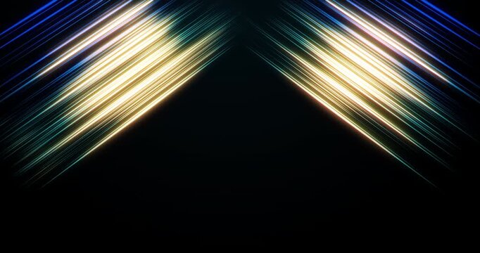 Fractal lines corner shining in a space. Loop