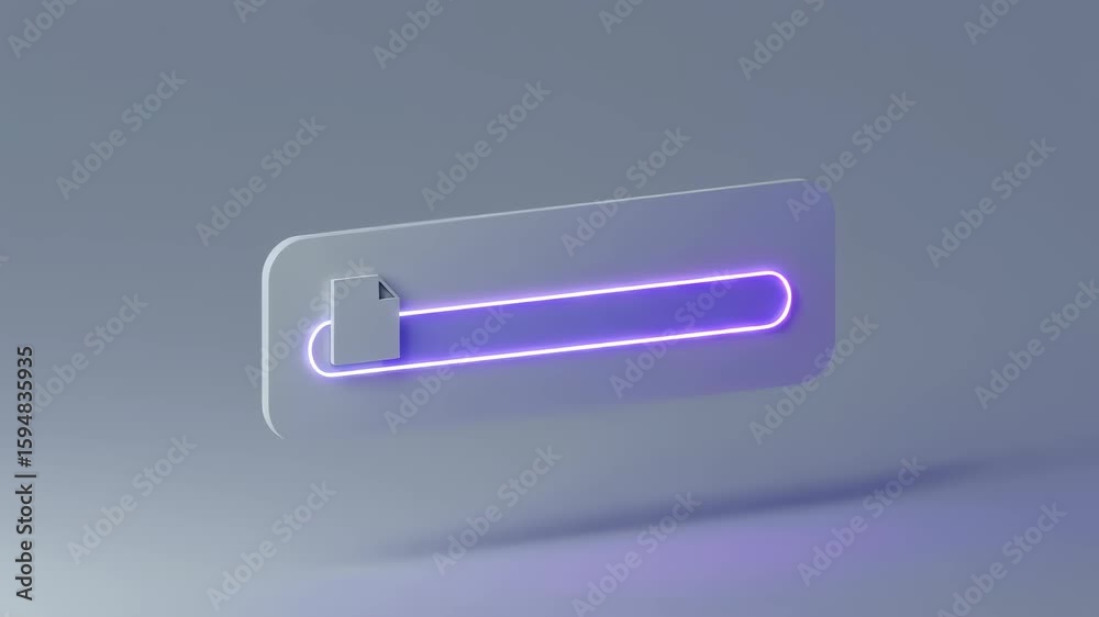 Poster Digital loading bar with document icon showing 85 percent progress. Concept of file transfer and software update. Animation.