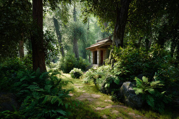 Ancient Temple Ruins in an Enchanted Forest