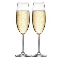 two glasses of champagne isolated on white