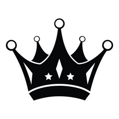 Stylized black crown icon with stars and circles
