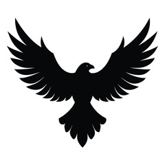 Fototapeta premium Black silhouette of an eagle with wings spread wide