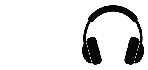 Black silhouette of modern over ear headphones