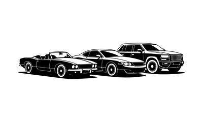Fototapeta premium Sports Car Silhouette and Vector Photo