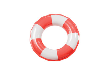 3d Inflatable red swimming ring rubber icon. Summer and swimming concept, Time to travel concept. Minimal cartoon swimming ring creative icon. 3d rendering illustration.