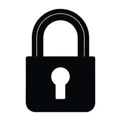 Simple black padlock icon on a white background