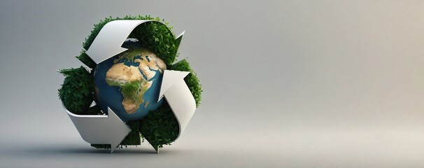 Recycle symbol copy space, Eco friendly earth background. Generative AI