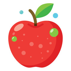 Realistic red apple with intricate texture and tiny water droplet detail for fruit and food designs