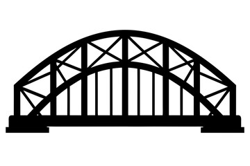 Naklejka premium Arched black bridge construction architecture silhouette vector illustration